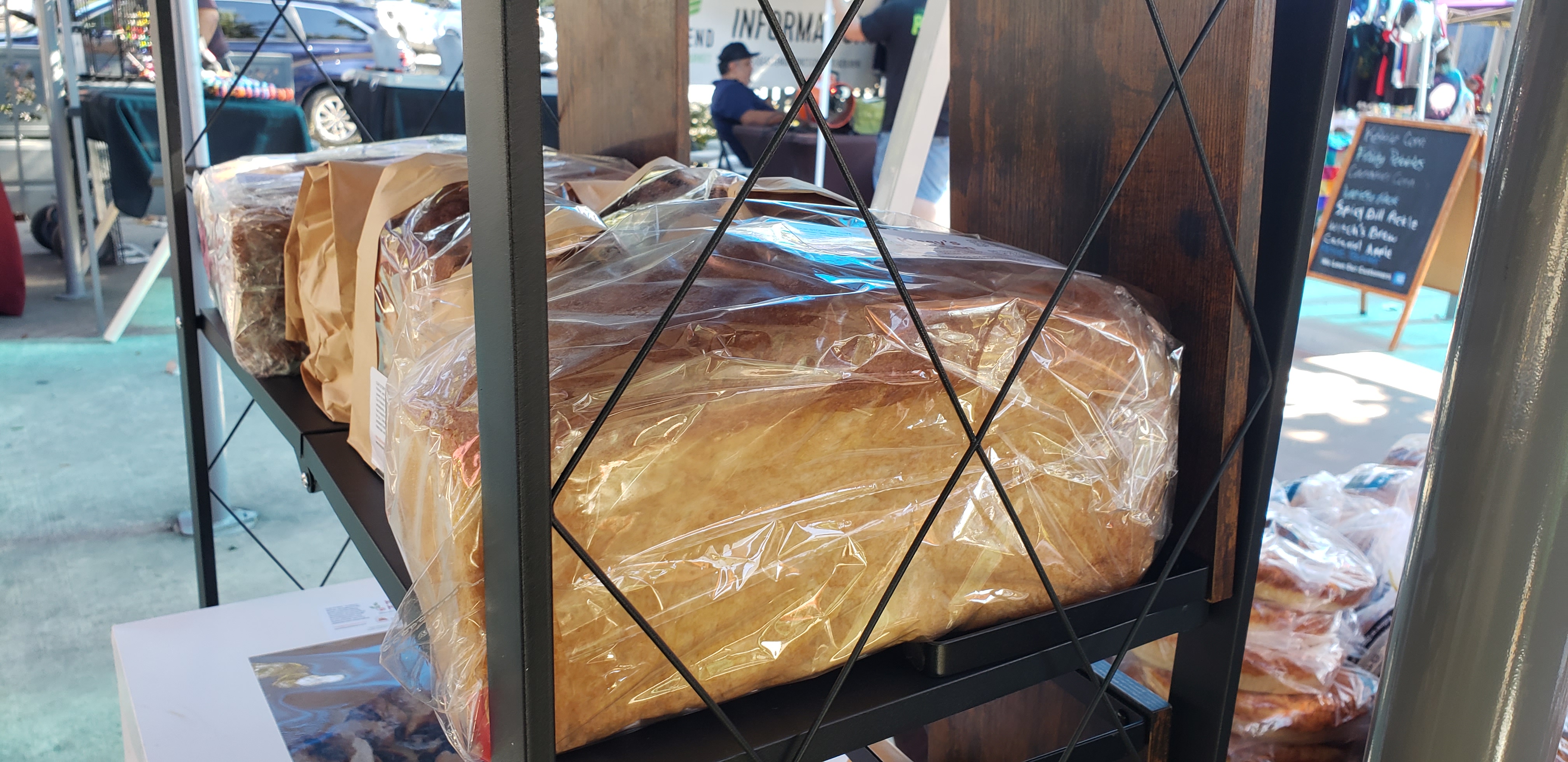 Fresh sourdough loaves with golden crusts